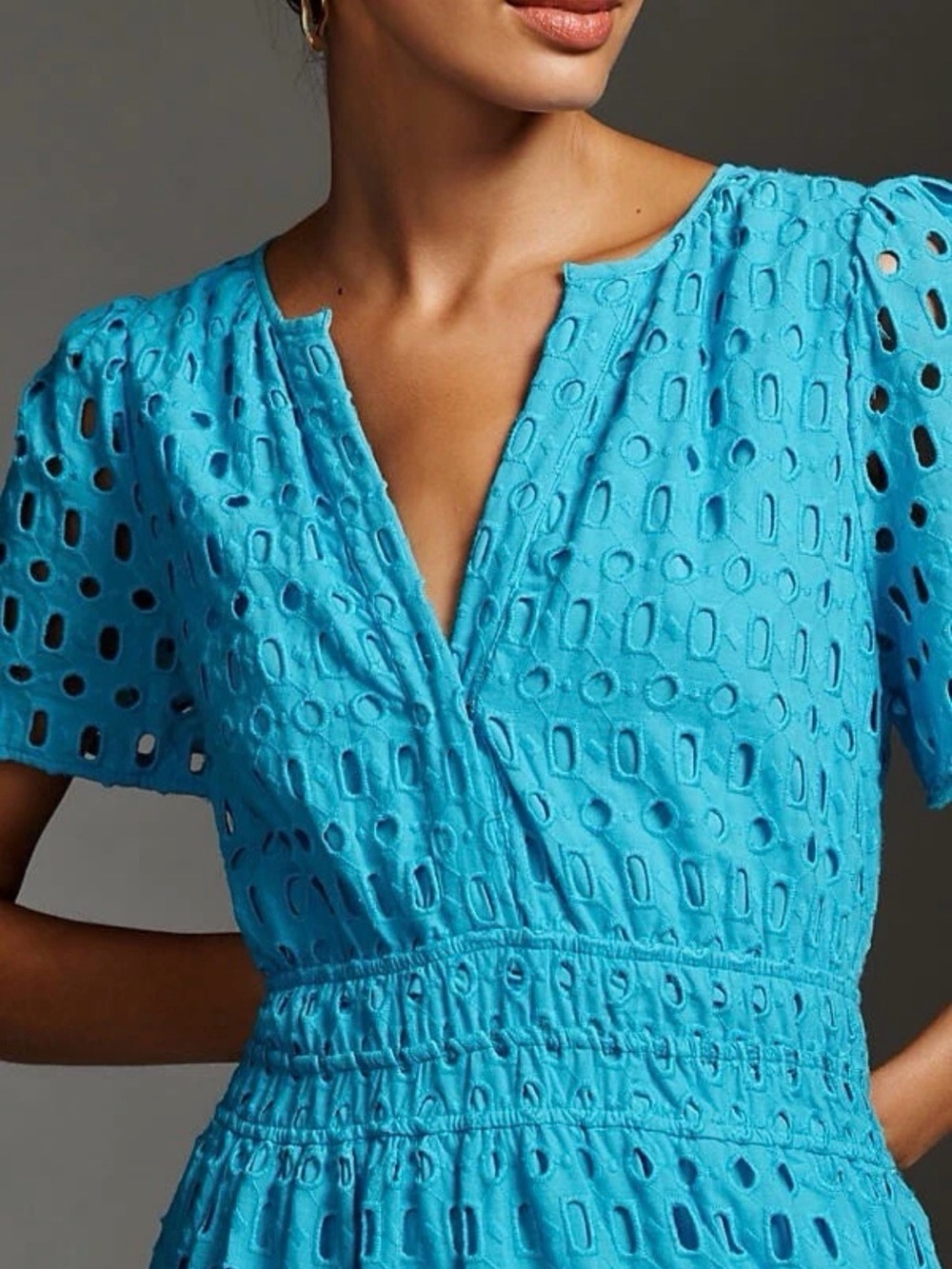 NWT new! Anthropologie Somerset eyelet blue maxi dress S Small - Picture 2 of 5